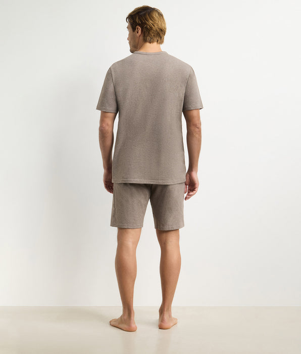 DIM Ensemble pyjama short homme marron mélange Dim Jersey Elastane