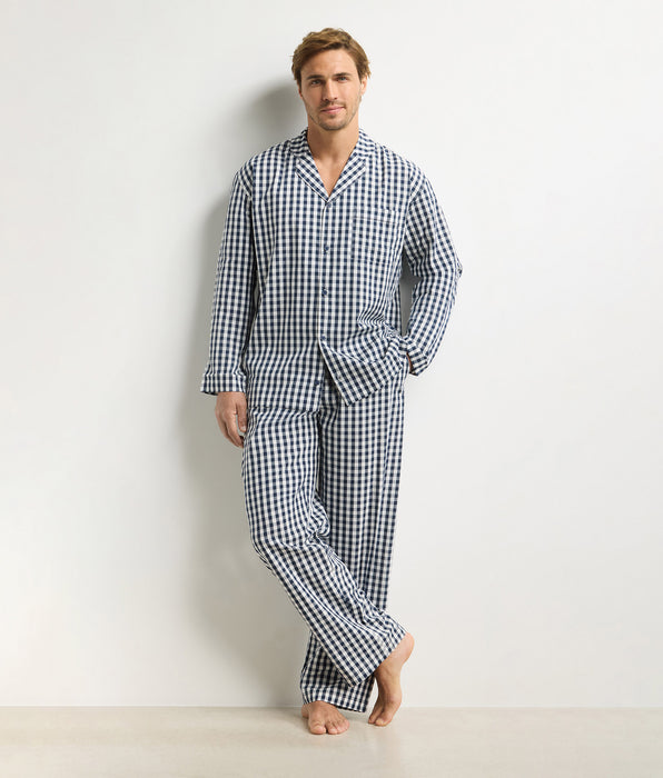 DIM Ensemble pyjama pantalon homme vichy bleu Dim Woven