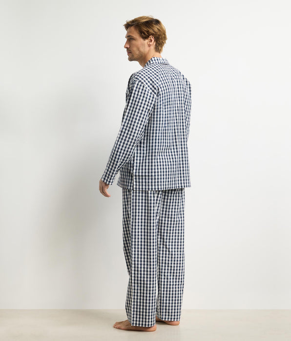 DIM Ensemble pyjama pantalon homme vichy bleu Dim Woven