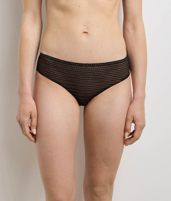 DIM Culotte dentelle noire rayée Holiday