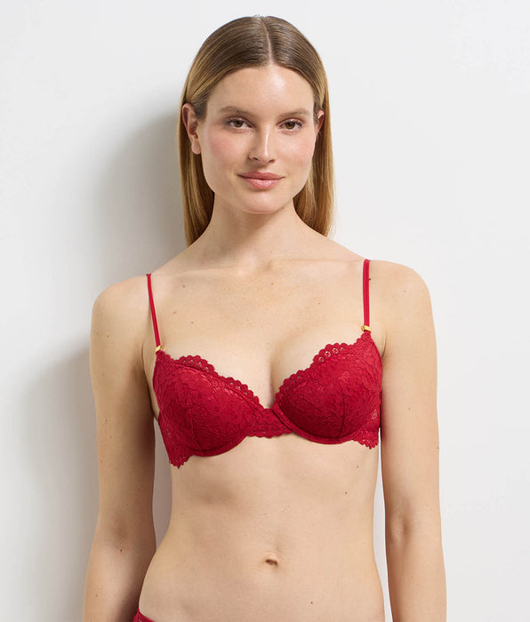 DIM Soutien-gorge paddé à armatures dentelle rouge Burning Eclat