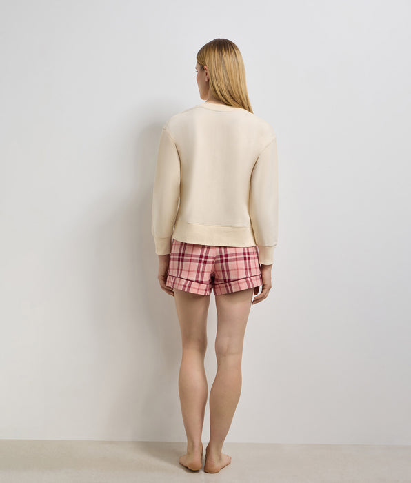DIM Short femme flanelle rouge rose Cozy Christmas