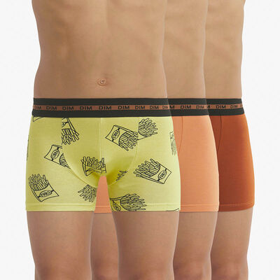 Lot de 3 boxers garçon coton stretch motifs frites Orange EcoDim Mode, , DIM