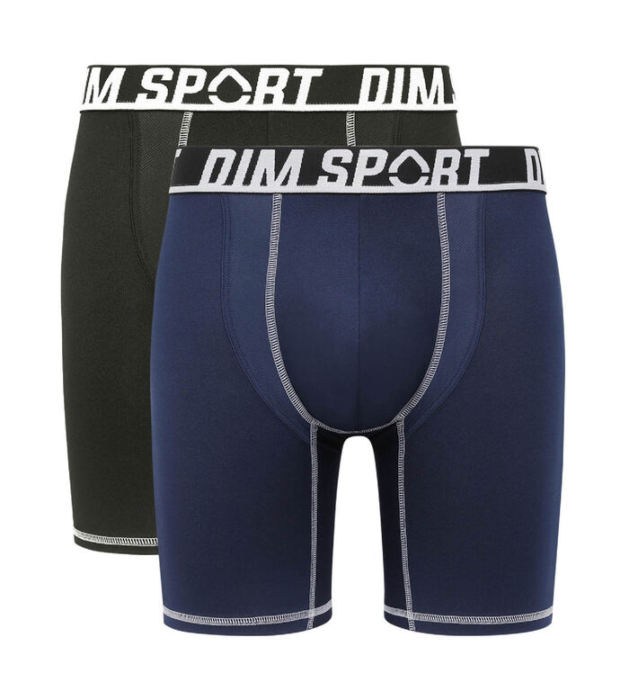 Lot de 2 boxers longs microfibre thermoregulateurs Gris Noir Dim Sport, , DIM