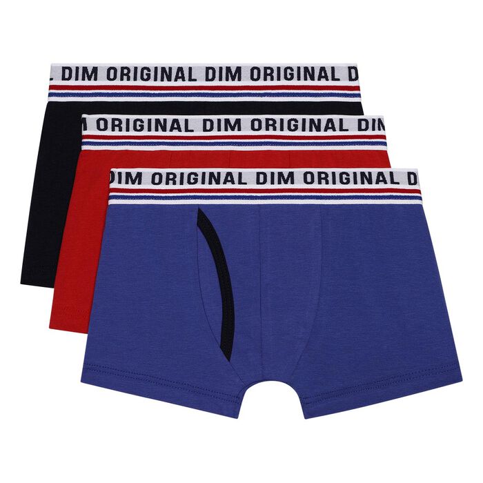 Boxers bleu, noir et rouge pour garçon Dim Original, , DIM