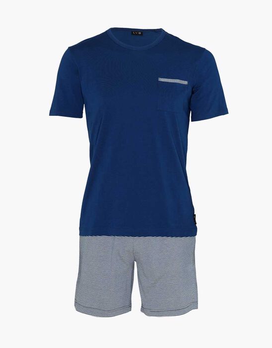 Pyjama court pour homme en jersey 100% coton, bleu marine, , DIM