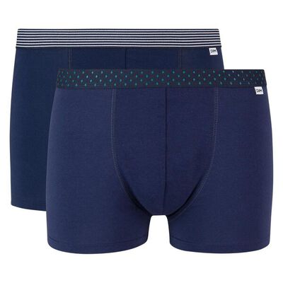 Lot de 2 boxers bleu denim coton stretch ceinture imprimée Mix and Print, , DIM