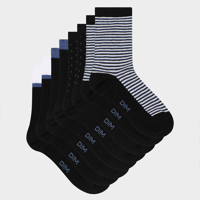 Lot de 4 paires de chaussettes femme rayures pois Noir EcoDim Style, , DIM