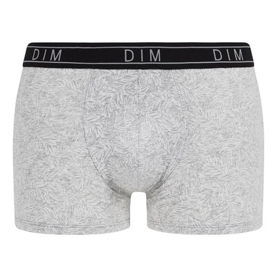 Boxer homme en coton stretch imprimé végétal Gris Dim Fancy, , DIM