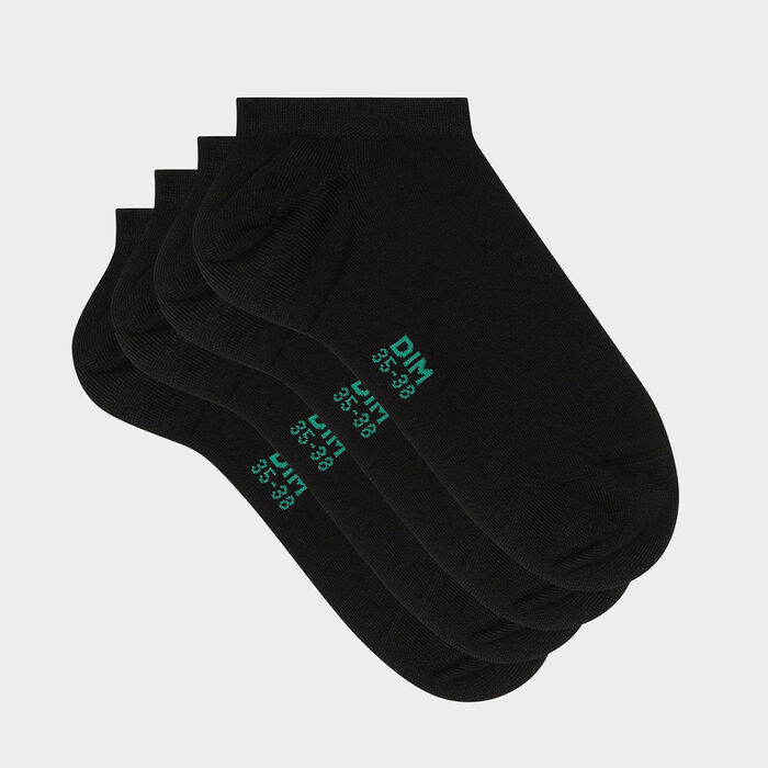 Lot de 2 paires de chaussettes femme basses en coton bio noir Green by Dim, , DIM