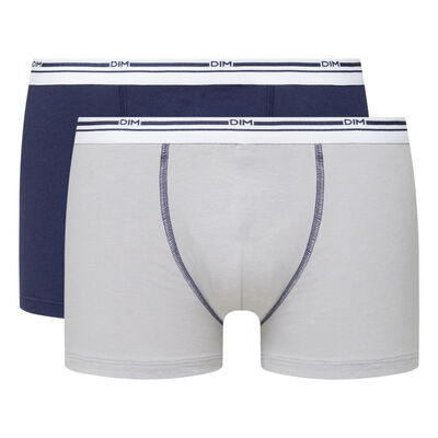 Lot de 2 boxers coton stretch Acier et Bleu Prusse Classic Colors, , DIM