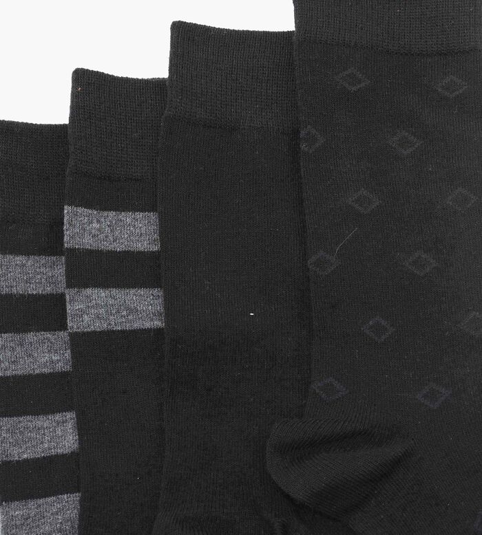 Lot de 4 paires de chaussettes homme en coton rayé Noir EcoDim Style, , DIM