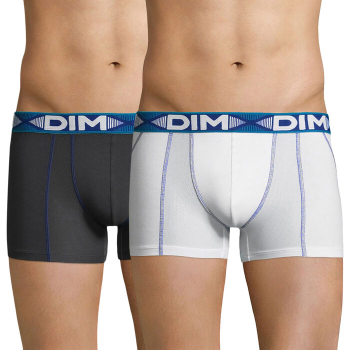 Lot de 2 boxers blanc et gris plomb 3D Flex Air, , DIM