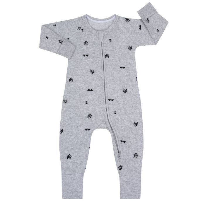 Pyjama bébé zippé bouclettes imprimé Indien gris DIM Baby, , DIM
