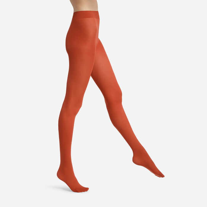 Collant opaque femme effet velouté Rouge Ocre 40D Dim Style, , DIM