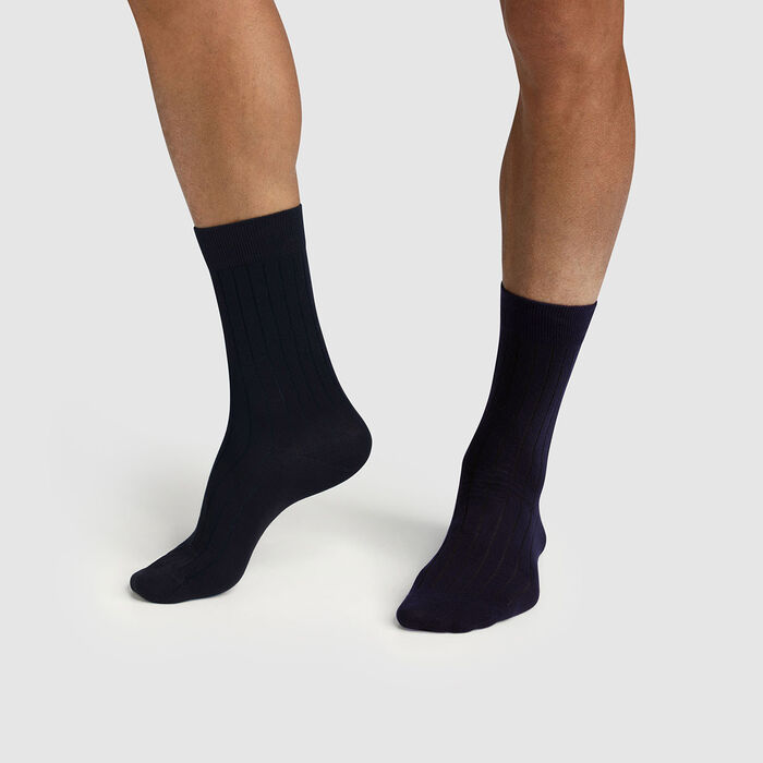 Lot de 2 paires de chaussettes homme lyocell côtes Marine Green by Dim, , DIM