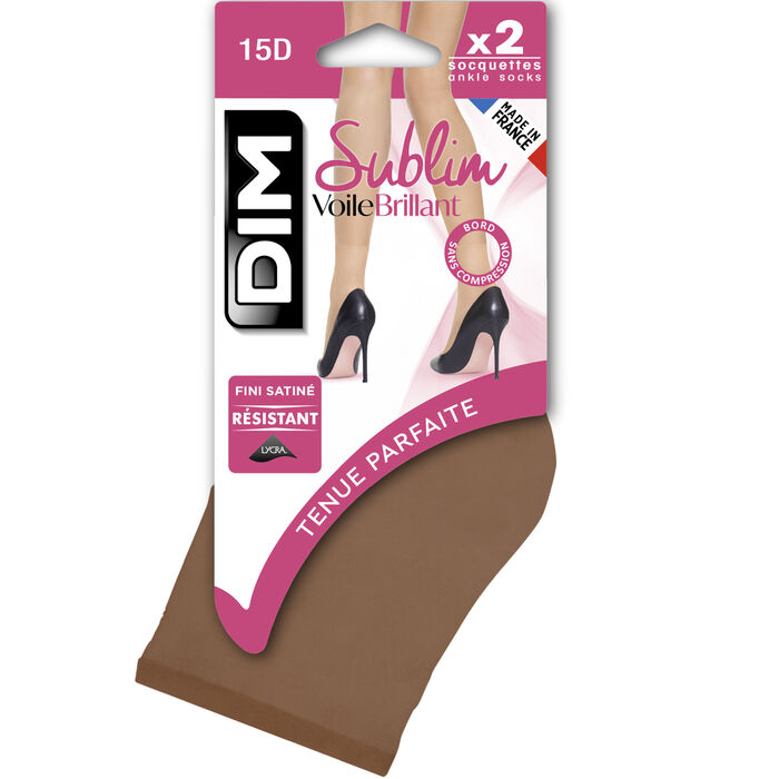 DIM 3 paires de Socquettes Femme MicroCoton IMPLEG Noir Gris