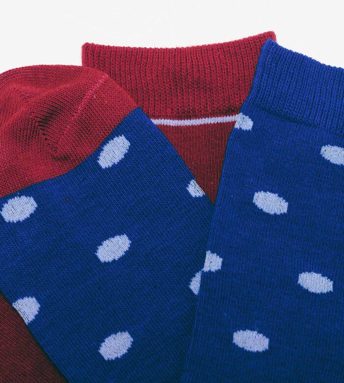 Lot de 2 paires de chaussettes femme à pois Bleu Rouge Dim Coton Style, , DIM