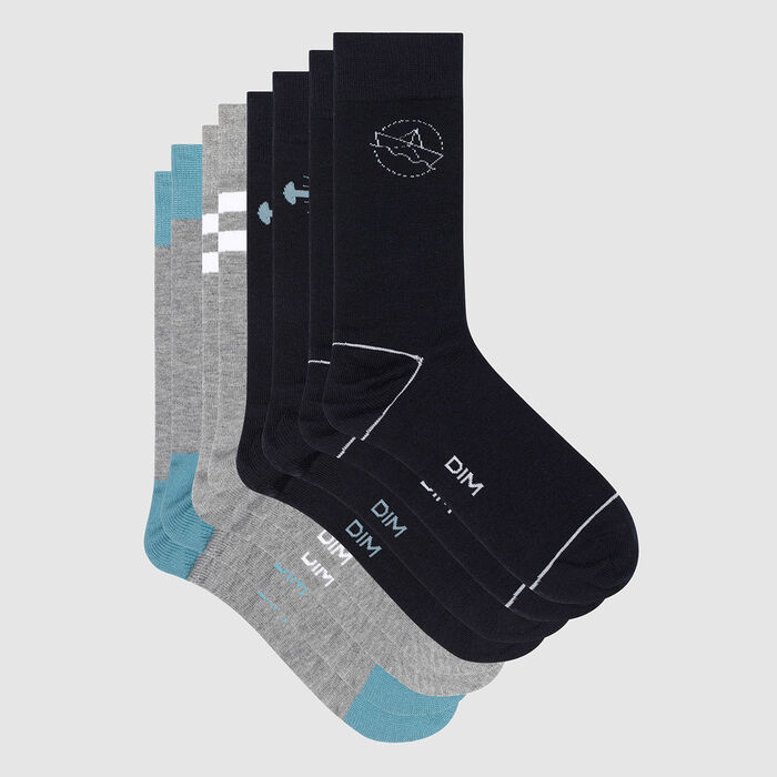 Lot de 4 paires de chaussettes homme motif marin Bleu Les Bons Plans, , DIM