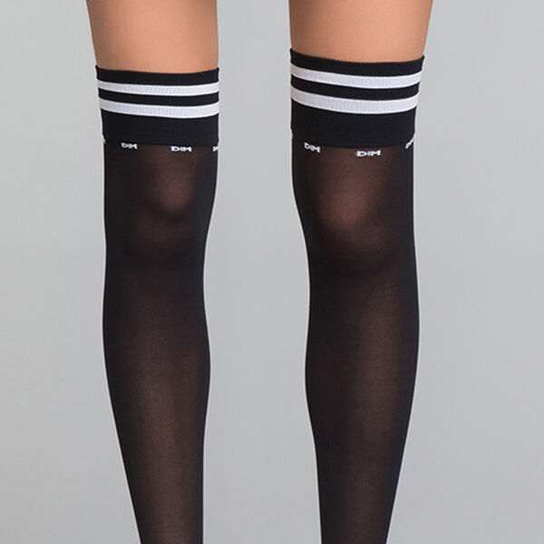 Chaussettes hautes femme Sporty Look noires et blanches - DIM Style