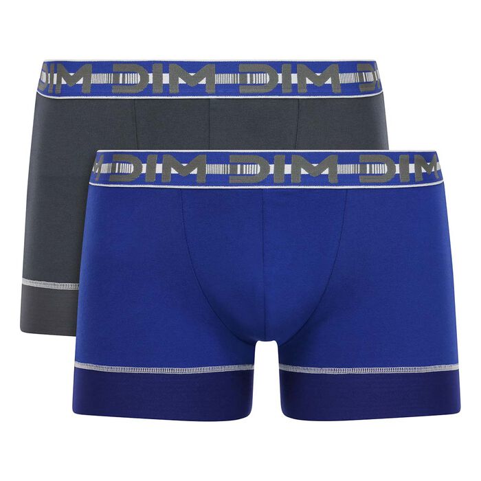 Lot de 2 boxers Bleu Azur et Gris Granit 3D Stay & Fit, , DIM