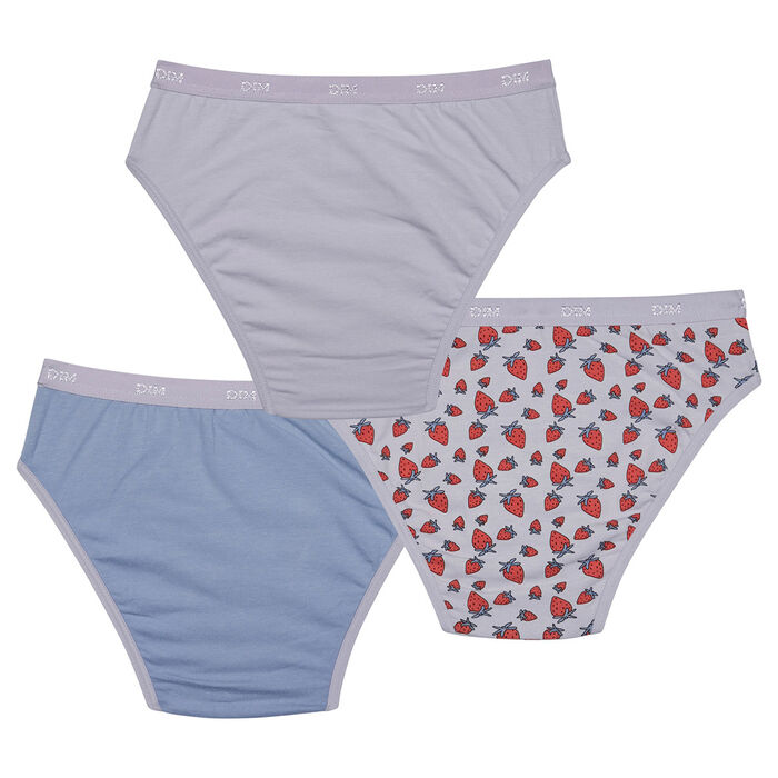 Lot de 3 culottes fille en coton stretch motif fraise Lila Les Pockets, , DIM