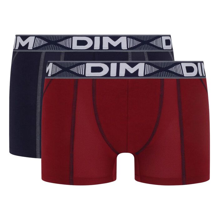 Lot de 2 boxers rouge craie et bleu denim 3D Flex Air pour homme, , DIM
