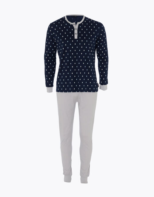 Pyjama en coton pour homme 2 pièces - Bleu marine pour 39,000 DT