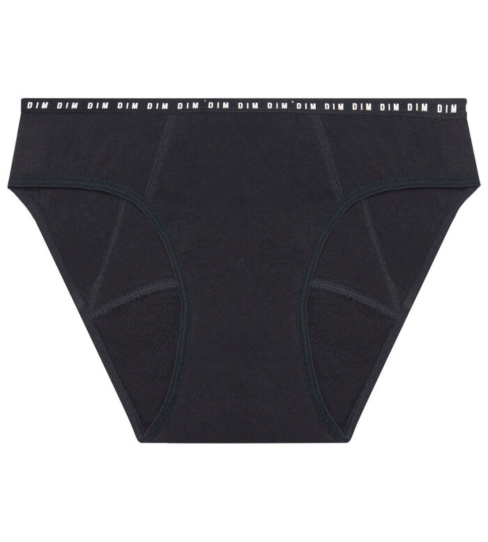 Culotte menstruelle lavable en coton bio noir Flux abondant Dim Protect, , DIM
