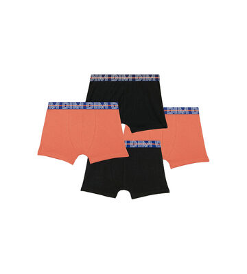Lot de 4 boxers garçon coton stretch ceinture contrastée Orange EcoDim, , DIM