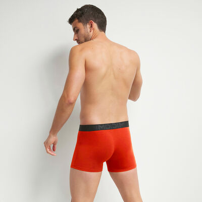Boxer homme en coton modal Orange à ceinture noire Dim Classic, , DIM