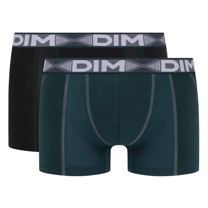 Lot de 2 boxers Vert Pacific et Noir 3D Flex Air pour homme, , DIM