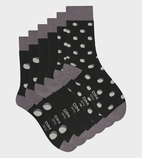Lot de 3 paires de chaussettes homme à pois Gris Noir EcoDim Style
