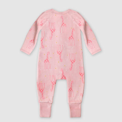Pyjama bébé velours à zip double sens motif girafe rose Dim ZIPPY ®, , DIM