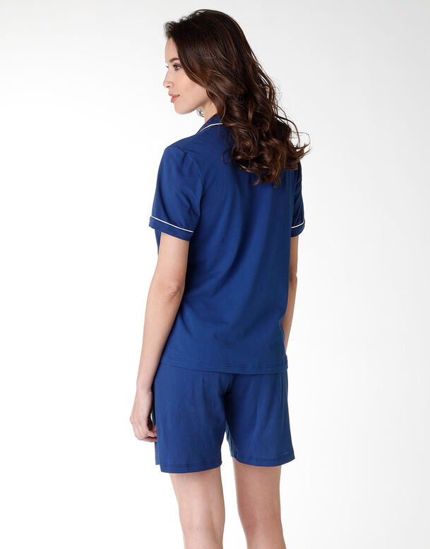 Pyjama court ouvert, bleu en Coton Modal, , DIM