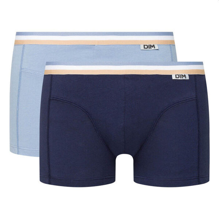 Lot de 2 boxers coton stretch ceinture tricolore bleu arctic EcoDIM, , DIM