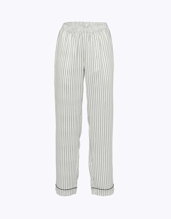 Pantalon de pyjama en satin, rayures noires et blanches, , DIM