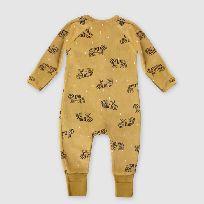 Pyjama bébé velours à zip double sens motif Tigre Jaune Dim ZIPPY ®, , DIM