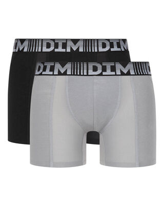 Lot de 2 boxers longs homme anti transpirants Noir Gris 3D Flex Air, , DIM