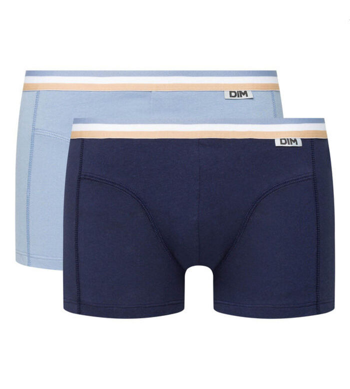 Lot de 2 boxers coton stretch ceinture tricolore bleu arctic EcoDIM, , DIM