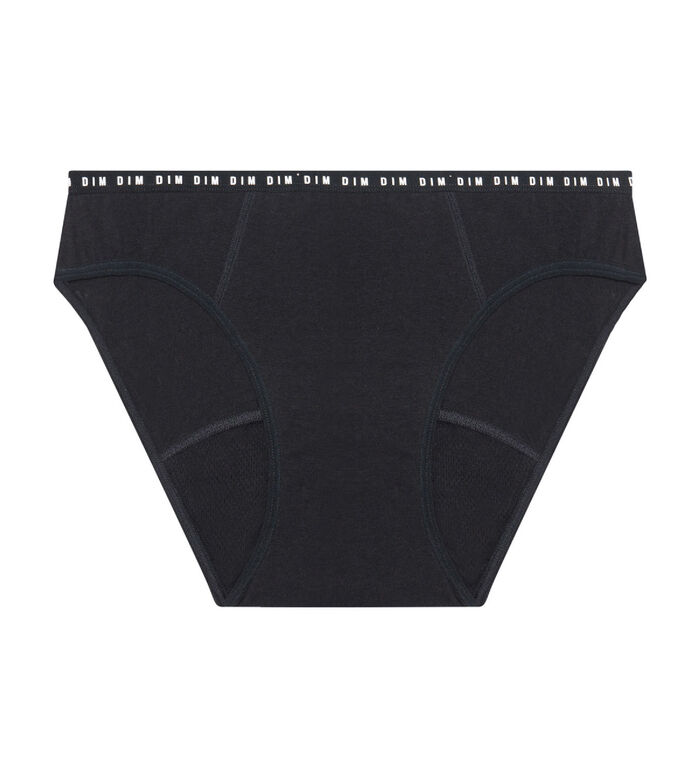 Culotte menstruelle lavable en coton bio noir Flux moyen Dim Protect, , DIM