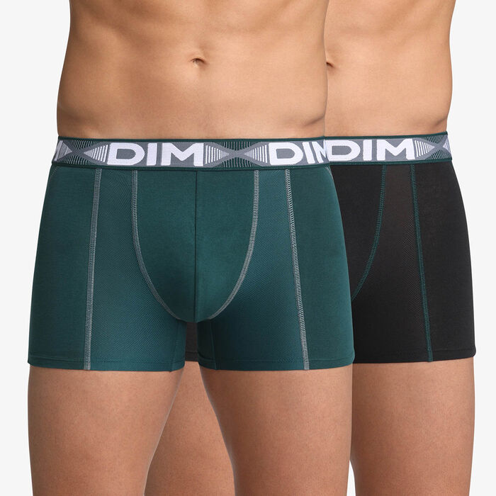 Lot de 2 boxers Vert Pacific et Noir 3D Flex Air pour homme, , DIM