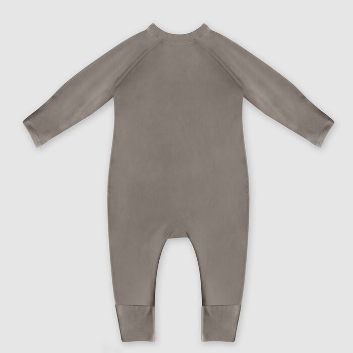 Pyjama bébé zippé en coton bio kaki imprimé rainbow cœur Dim ZIPPY ®, , DIM