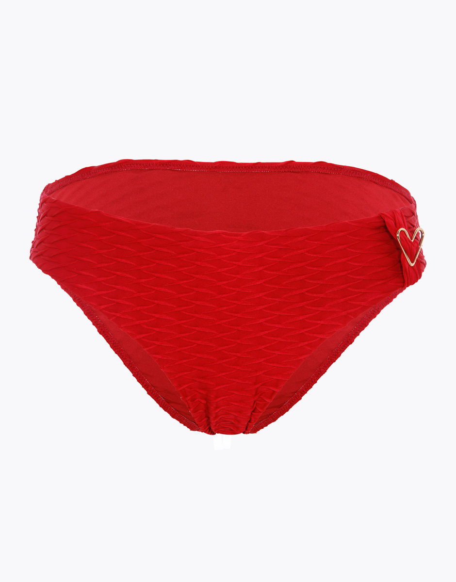 Bas de maillot de bain en microfibre gaufrée Rouge pour Femme