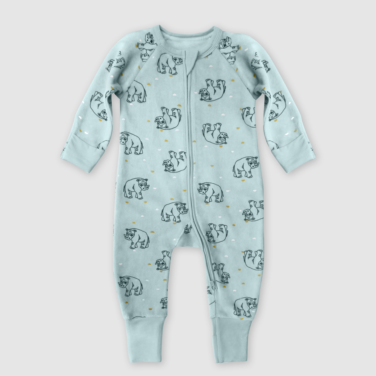 Pyjama bébé zippé coton stretch bleu clair imprimé pluie d'étoile