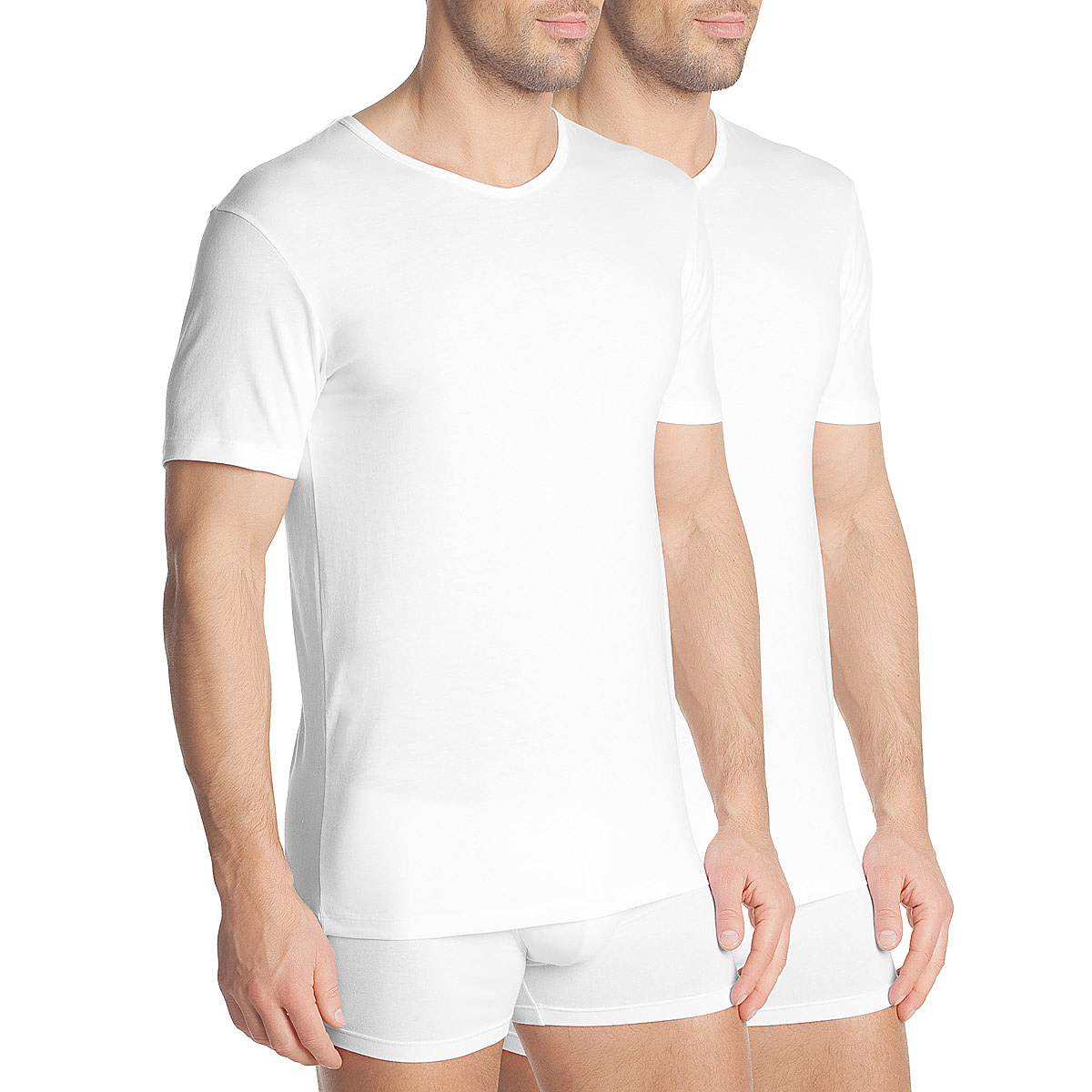 Lot de 2 t-shirts homme en coton bio à col V blanc Green by Dim